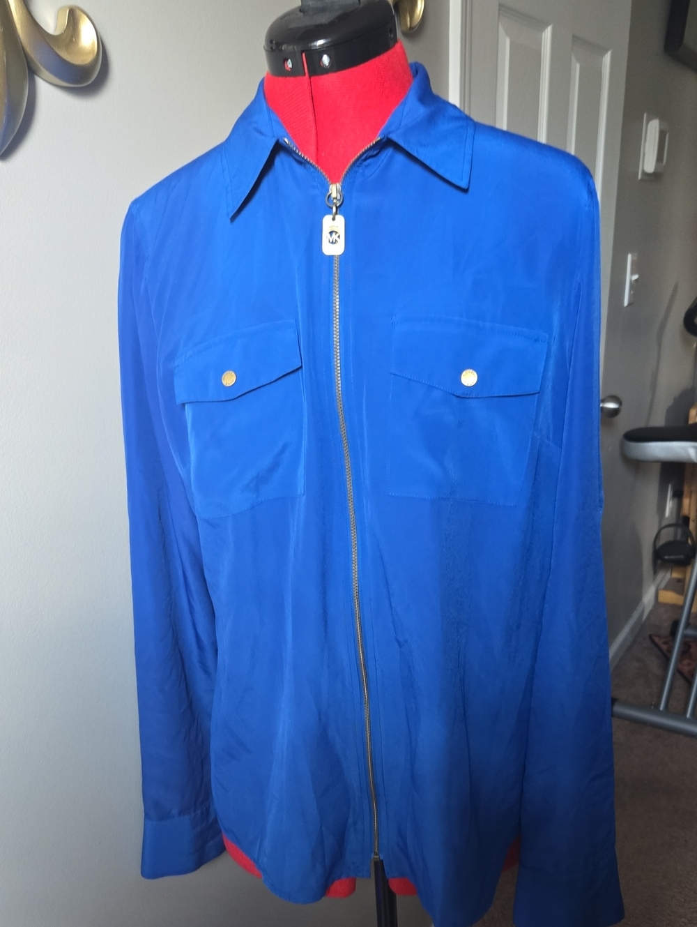 Michael Kors EUC Women's Cobalt Blue Zip-Front Shirt Jacket